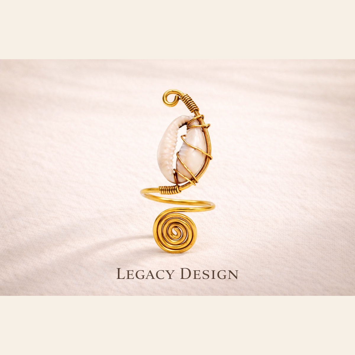 Cowrie Spiral African brass ring