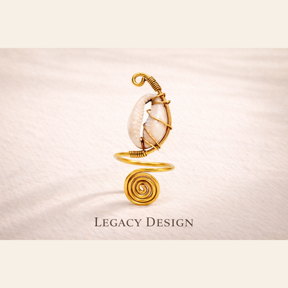 Cowrie Spiral African brass ring