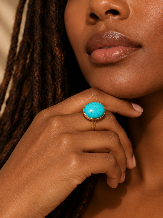 Jasper and brass statement ring