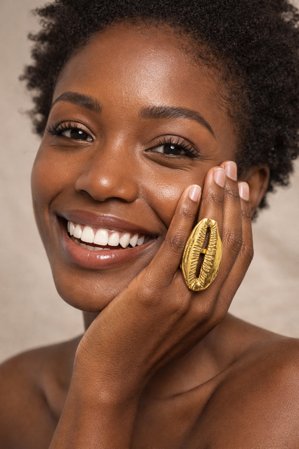 Golden Heritage African brass statement rings