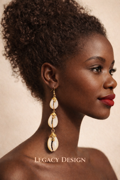 Heritage Flow cowrie statement earrings