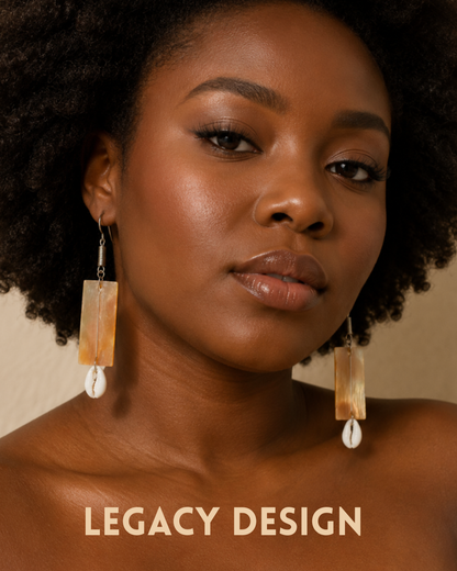 Cowrie Horn Drop earrings from Legacy Design