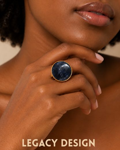 Midnight Kyanite Ring by Legacy Design, handcrafted statement ring