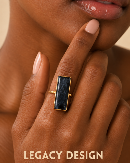 Midnight Kyanite Ring by Legacy Design, handcrafted statement ring
