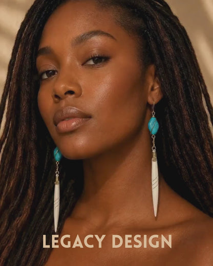 Turquoise and Cow Horn Statement Earrings