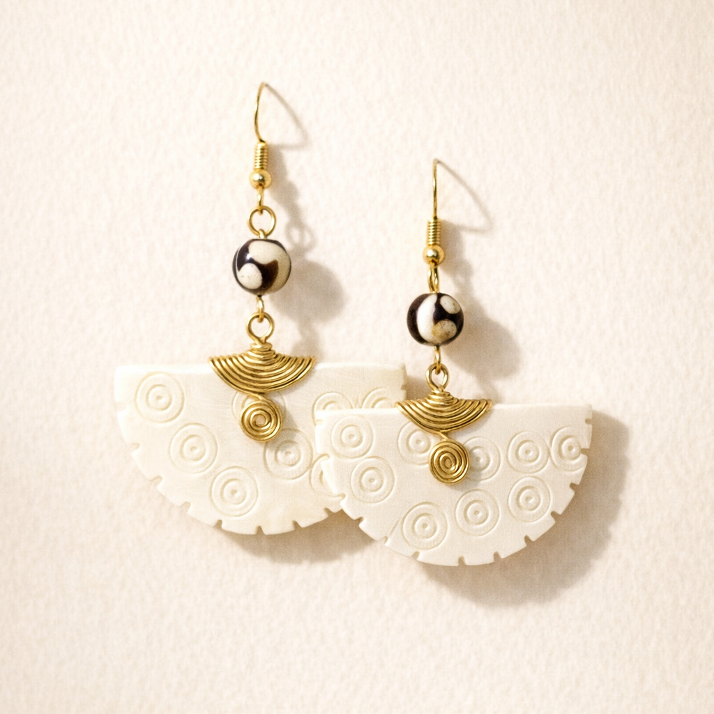 Safari Path Tanzanian cow horn and brass earrings